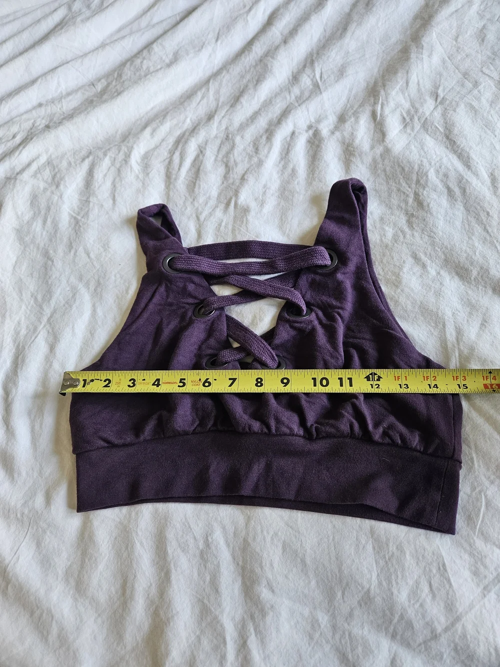 Alo Quest Yoga Lace-Up Crop Tank Top - Purple - Small